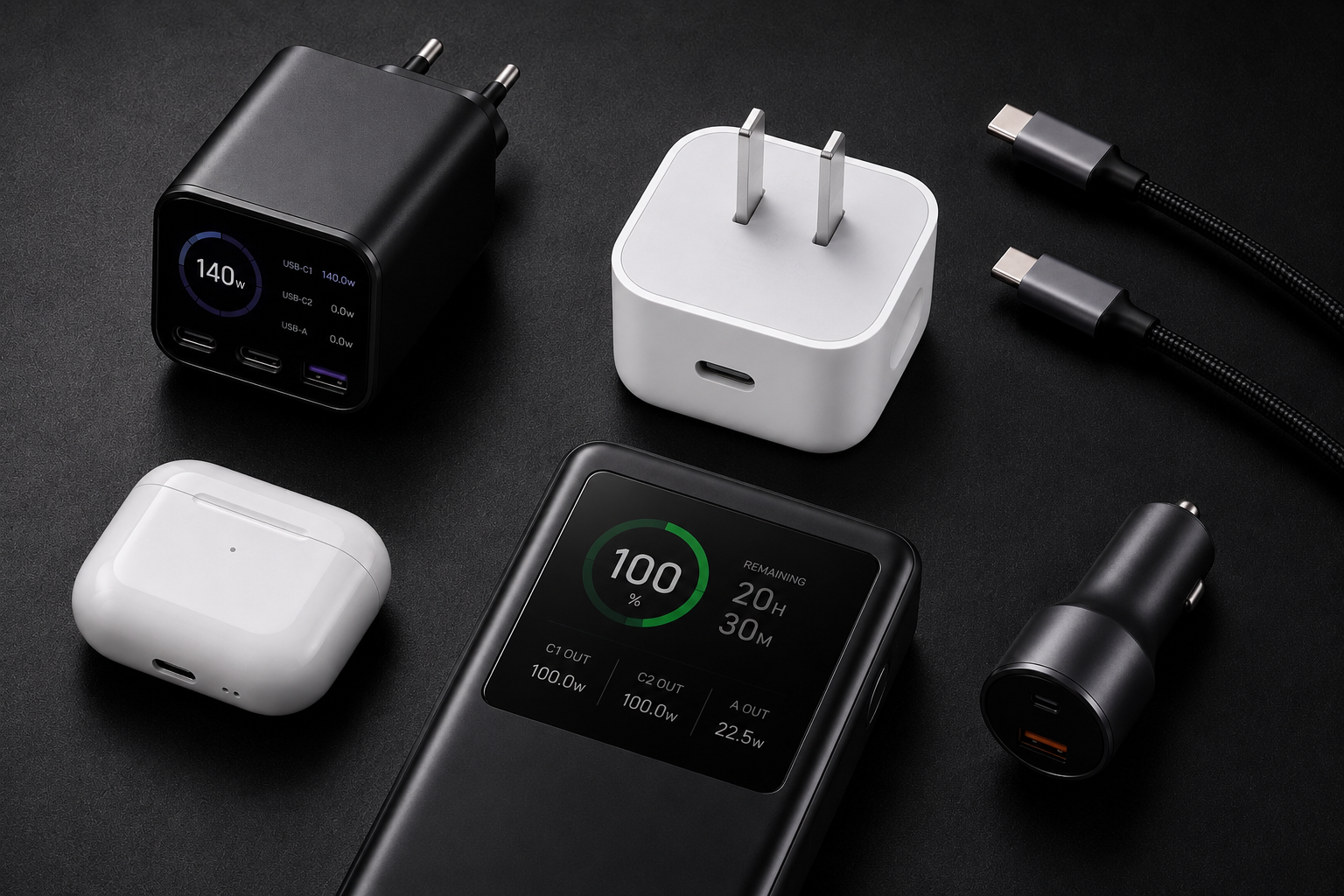 Abastecimiento de cargadores GaN cables USB-C y accesorios